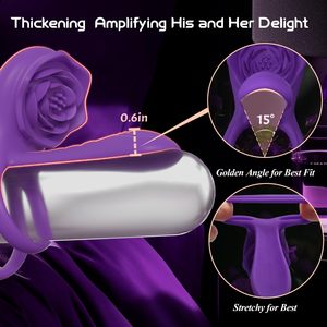 LOVE.A rose <b>Vibrating</b> Cock Ring with APP and <b>Remote</b> <b>Control</b> double rings Clitoral Stimulation Passion - Product Image 5