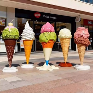 Scultura Gigante in Vetroresina a Forma di Cono Gelato per Esterni, Statua Realistica in FRP per Centri Commerciali e Decorazioni per Negozi - Product Image 1