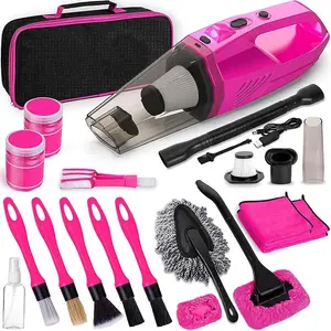 Auto-Reinigungs set Pink Portable Vacuum Kit Reinigungsgel-Kit Auto-Innen werkzeuge Detail lierungspinsel-Set
