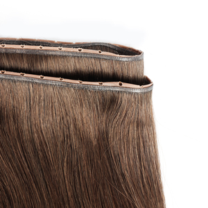 Extensioni di Capelli Russi Vergini al 100% Marrone <span class=keywords><strong>Scuro</strong></span>, Trama a Farfalla Invisibile con Foro Doppio per Genius Weft - Vendita Calda - Product Image 2