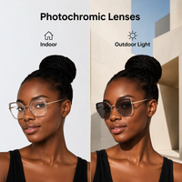 Nouvelles lunettes anti-lumière bleue pour femmes, monture en métal œil de chat photochromique, lunettes optiques tendance, lunettes photochromiques