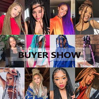 Échantillon gratuit Yaki Straight Ombre pré-étiré synthétique tressage cheveux 82in 165g marque privée extensions de cheveux africains personnalisés