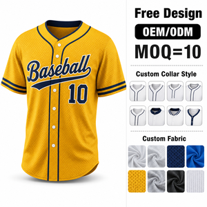 Op maat gemaakte gesublimeerde baseballtrui met knoopsluiting, ademend polyester, korte mouwen, teamuniform, OEM groothandel - Product Image 1