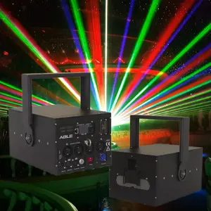 Lampu Laser iklan animasi 12W RGB Laser penuh warna untuk klub DJ Disco tirai air tema taman pertunjukan Laser