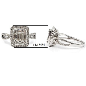 Vente chaude Élégant Fine Bijoux Top Qualité 18k Solide Or Blanc Réel Diamant Éternité Carré Baguette Cluster Bague de Fiançailles - Product Image 2