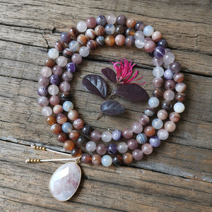 Cuentas de piedra de amatista de Botsuana de 8 mm, colgante de ónix, pulsera de oración, joyería con poder curativo, collar de yoga, accesorios de meditación - Product Image 4