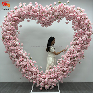SMOOTH High Quality Silk Flower Arrangement Wedding Decor Pink <b>Rose</b> Flower <b>Arch</b> Heart Flower <b>Arch</b> Wedding Backdrops - Product Image 3