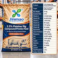 Prémélange Composé pour Porcs Jinmao 2,5% avec Minéraux et Oligo-éléments de Qualité Alimentaire 25 kg pour Porcs de 60 kg à Poids de Marché