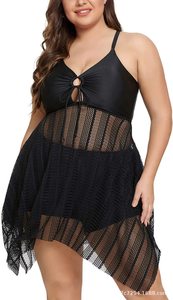 Gran oferta, traje de baño de dos piezas para mujer de talla grande, traje de baño de tela de malla equipado con pantalón corto para playa y tomar el sol - Product Image 3