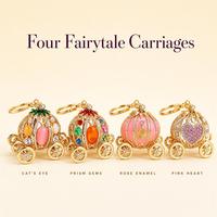 Porte-clés Carrosse Citrouille en Strass Cristal, Pendentif Carrosse Doré, Breloque de Sac Conte de Fées, Cadeau pour Femme