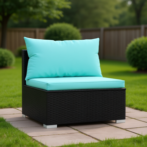Pe Rattan <b>Garden</b> Sofa One Seat Powder Coated Steel Frame <b>Outdoor</b> Furniture Elegant Design High Density Foam <b>Cushion</b> - Product Image 3