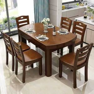 Ensemble <span class=keywords><strong>table</strong></span> et chaises en bois massif, design moderne et simple, rétractable et pliable, usage domestique, approvisionnement direct d'usine - Product Image 3