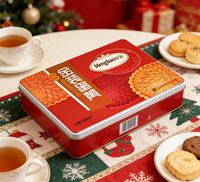 Rectangle rouge attrayant et durable mi automne cadeau boîte en fer blanc JH lune gâteau Biscuit biscuits boîtes en métal