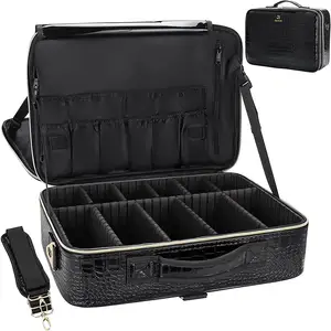 Grande trousse <span class=keywords><strong>de</strong></span> <span class=keywords><strong>maquillage</strong></span> en cuir PU Relavel, trousse <span class=keywords><strong>de</strong></span> <span class=keywords><strong>maquillage</strong></span> professionnelle, organiseur <span class=keywords><strong>de</strong></span> cosmétiques, boîte <span class=keywords><strong>de</strong></span> rangement imperméable pour maquilleurs - Product Image 1