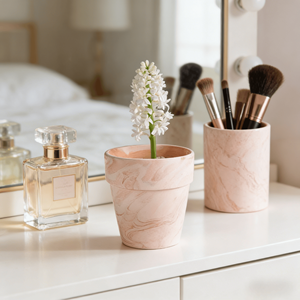 Pot de fleurs en terre cuite rouge macchiato, céramique émaillée, écologique et durable, respirant, pour plantes succulentes et orchidées, pour la maison et le jardin - Product Image 4