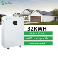 Batterie solaire LiFePO4 51,2V 314Ah / 628Ah 16kWh 32kWh Batterie lithium basse tension pour système de stockage d'énergie domestique