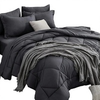 Ensemble de couette 4 pièces pour lit queen, gris foncé |   Drap plat et drap-housse réversibles toutes saisons, doux et contemporains pour l'été