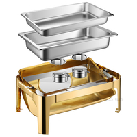 Matériel de restauration personnalisable : Réchaud de buffet en acier inoxydable doré à couvercle roulant pour mariage