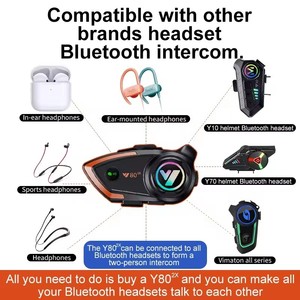 Y80 2X xe máy Mũ bảo hiểm 500m <span class=keywords><strong>Interphone</strong></span> Tai nghe cho 2 tay đua - Product Image 5