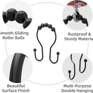 Decorative Rust-Proof Classic <b>Double</b> <b>Sided</b> Shower <b>Curtain</b> Hooks for Hotel - Product Image 2