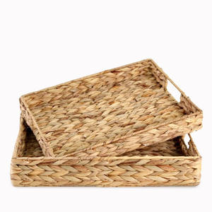 Panier rectangulaire en bambou de jacinthe d'eau tissée élégante conception de plateau de stockage et d'organisation à la maison sans effort pour l'utilisation de la poubelle - Product Image 5