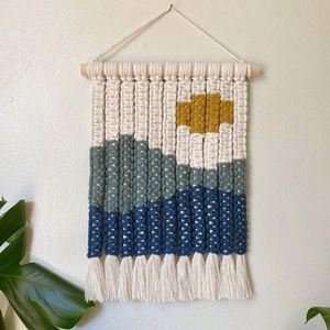 Tapiz de Pared Rectangular Bohemio de Macramé, Tejido a Mano con Patrón de Hojas Fluorescentes, Cuerda de Algodón Ecológica, Lavable, Decoración del Hogar - Product Image 3
