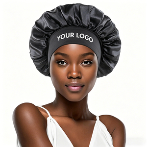 <span class=keywords><strong>Bonnet</strong></span> en satin personnalisé avec logo, double couche, en soie, avec bande à nouer, pour tresses, vente en gros, OEM - Product Image 1