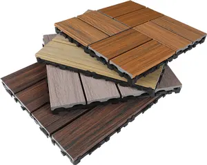 Composite Wpc Interlocking Decking Floor Tiles 3D Wooden Swimming Pool Outdoor Wpc Wood Deck Vinyl Floor Garden Rustic Tile