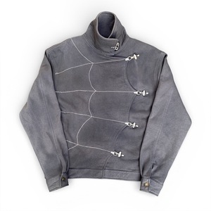 Vintage Cotton Mock-Neck Denim Acid-Wash Youth Sewn-On Small-Patch <strong>Lightweight</strong> Blank New-Style Oversized Men Sweatshirt <strong>Jacket</strong> - Product Image 1
