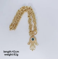 Collier pendentif œil de palmier vintage plaqué or 14 carats, style punk, tendance, avec chaîne à maillons, idéal pour un cadeau d'anniversaire