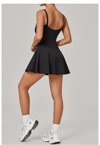 Robe de tennis sans manches avec short pour femme, vêtements de pickleball coupe ajustée, vêtements de tennis, LOGO personnalisé - Product Image 3