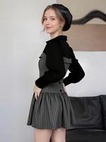 Vêtements pour femmes Robes pour femmes Mini robes à manches longues Robes à boutons noirs