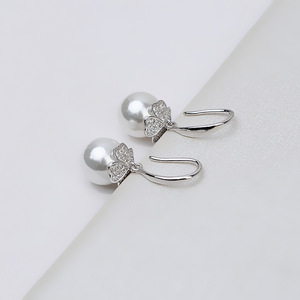 Conjunto de Pendientes y Anillo de Plata S925 con Colgante de Gato, Accesorios para Cabello de Bebé, Perlas de 8-9 mm, Componentes para Bisutería - Product Image 4