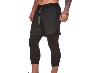 Atmungsaktive 2-in-1-Strumpfhose für Herren, schnell trocknende sportliche Trainings hose - Product Image 1