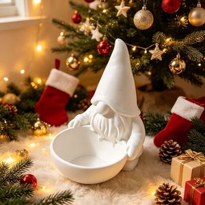 Nouveau produit transfrontalier Chine : Bol de rangement en forme de goblin sans visage imprimé en 3D, blanc, pour bonbons et bibelots de Noël - Product Image 3