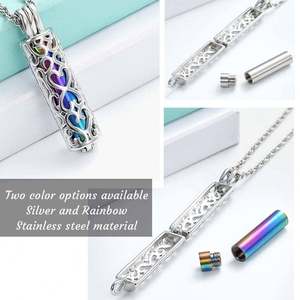 New Design Cylinder Urn Necklace Cremation Jewelry Keepsake Memorial Human Pet <b>Ashes</b> Pendant - Product Image 4