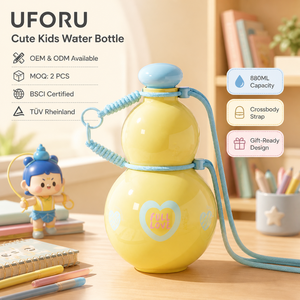 UFORU Gourde Personnalisée Fantaisie avec Paille pour Enfants, Bouteille d'Eau en Plastique Mignonne, Gourde de Sport pour Enfants - Product Image 1