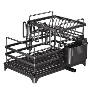 ชั้นวางจานเหล็กดัดสไตล์ญี่ปุ่น 2 ชั้น พร้อมถาด ชั้นวางอุปกรณ์ครัวแบบแห้งเร็ว ขนาด L - Product Image 1