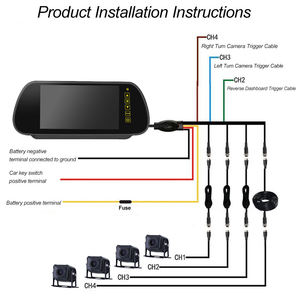 Kit Telecamera di Retromarcia con Monitor <span class=keywords><strong>Specchietto</strong></span> Retrovisore 7\" Quad DVR Visione Notturna per Camion <span class=keywords><strong>Camper</strong></span> - Product Image 6