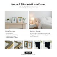 Bingkai Foto Mewah Berkilau 5x7, Bingkai Foto Emas Glamor, Hiasan Meja Pernikahan Logam, Pemasok Grosir