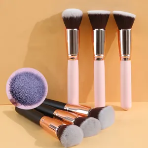 Good Selling Single Flat Round Head Make Up Brushes Cosmetic Contour Liquid Foundation Blush Makeup Brush With Private Logo