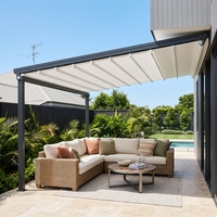 Pérgola Plegable Impermeable de Aleación de Aluminio de Diseño Moderno con Techo Retráctil para Terraza y Balcón, Espacio de Vida al Aire Libre