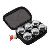 Jeu de boules de pétanque en métal chromé 6 pièces avec étui de transport à fermeture éclair pour sports de plein air sur pelouse