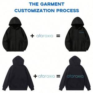 Custom 100%cotton Heavyweight Puff Printing French Terry Cropped Oversized Hoodie Custom Design Men's Long Sleeve Hoodies - Product Image 3