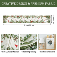 Chemin de table de Noël motif oiseau cardinal, décorations de Noël pour la maison, sapin, cône de pin, baies, style ferme, hiver, vacances, décoration de table à manger
