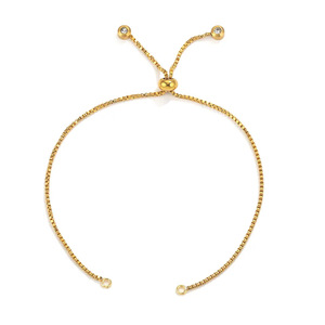 Pulsera de Cadena Ajustable de Acero Inoxidable con Baño de Oro PVD de 18K y Detalles de Diamantes de Imitación, Pulsera DIY con Dijes para Mujer - Product Image 2