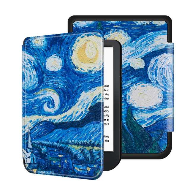Print/Solid PU +PC Hard Shell Slim Case Smart Cover for Kobo Nia 6" 2020