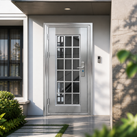 Porte de villa moderne à double vitrage en acier inoxydable, insonorisée, ignifuge et étanche