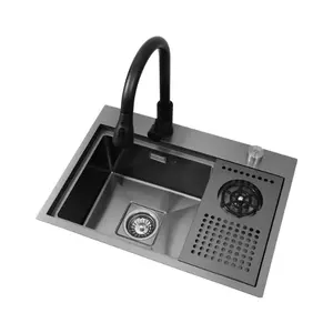 Lavello da cucina in acciaio inossidabile nero stile nascosto per la casa
