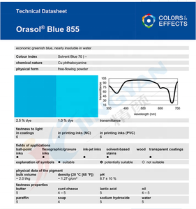 Orasol màu xanh 855 phthalocyanine màu xanh kim loại phức tạp thuốc nhuộm bột công nghệ Đức cho sự xuất hiện trong in ấn sơn thuốc nhuộm - Product Image 4